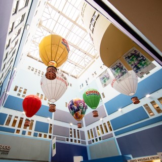 Balloons in the Children's Hospital lobby